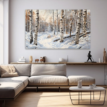 Snowy Birch Trees Painting